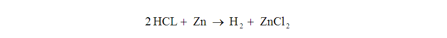 2HCL + Zn --> H2 + ZnCl2 