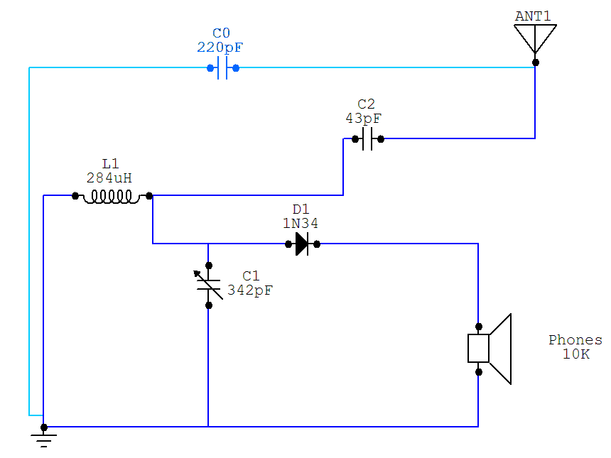 Schematic for Crystal Radio 2