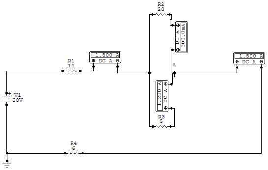 Illustration of current split and Kirchhoff's Law