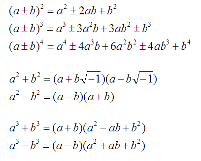 Factors and expansions of equations in 'a' and 'b'