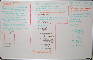 Whiteboard Notes - Falling Bodies Q 1-2